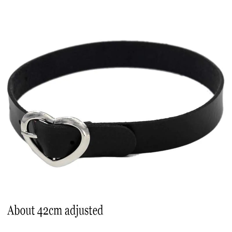 Black Gothic Heart Lock Spike Choker Necklace