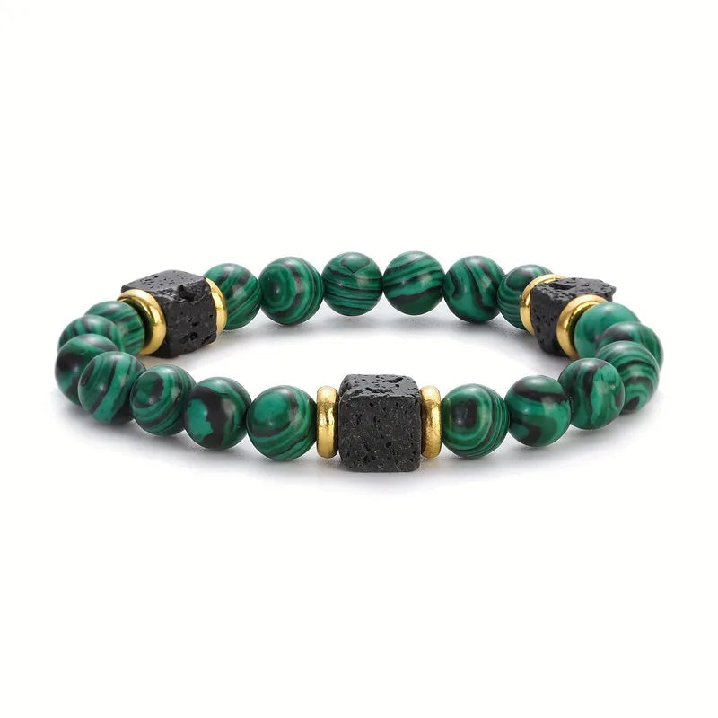 Natural Malachite Bead Bracelet – Elegant Design for Men & Women