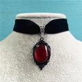 Gothic Blood Red Velvet Witch Choker Necklace