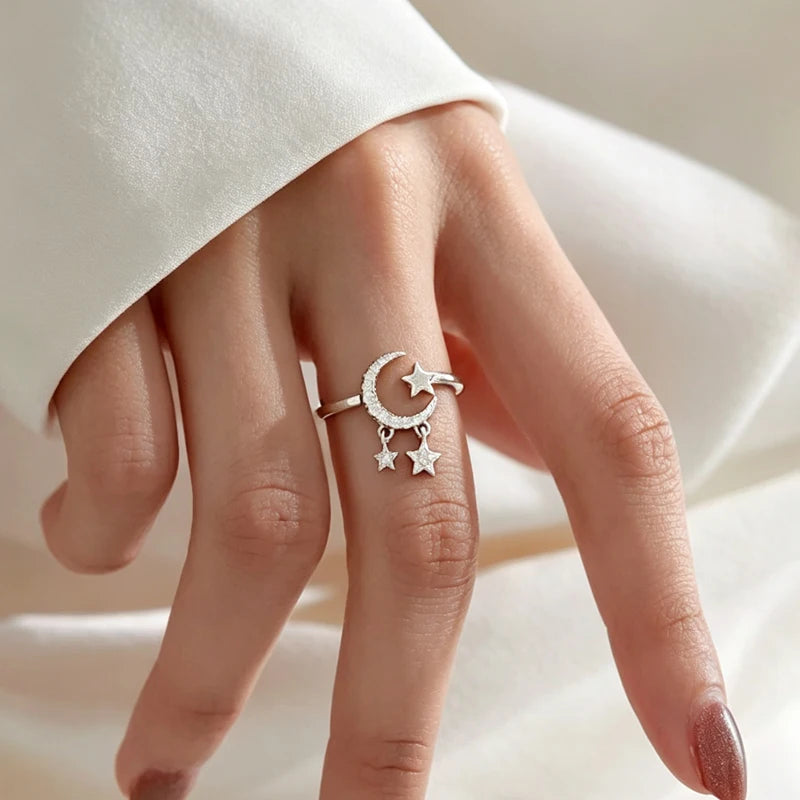 Blue Moonstone Adjustable Sterling Silver Ring