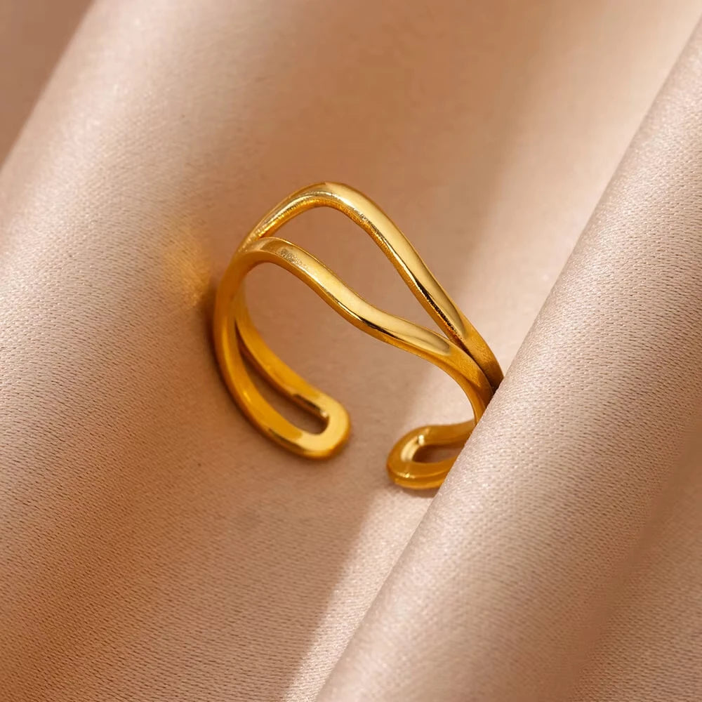 Evil Eye Gold Zircon Adjustable Ring