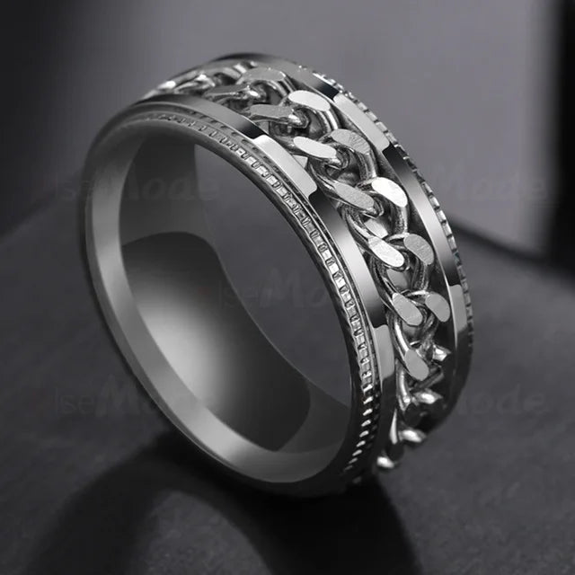 Rotatable Stainless Steel Punk Spinner Ring
