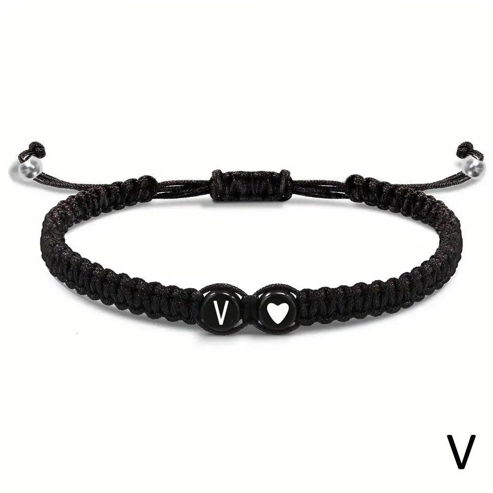 Initial Heart Bracelet – Adjustable A-Z Design for Men & Women