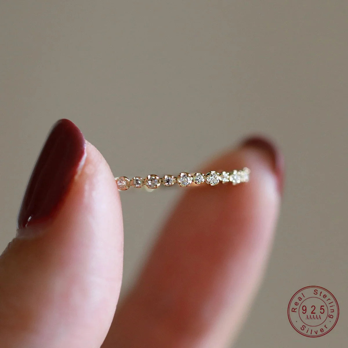 14K Gold-Plated 925 Sterling Silver Zircon Ring