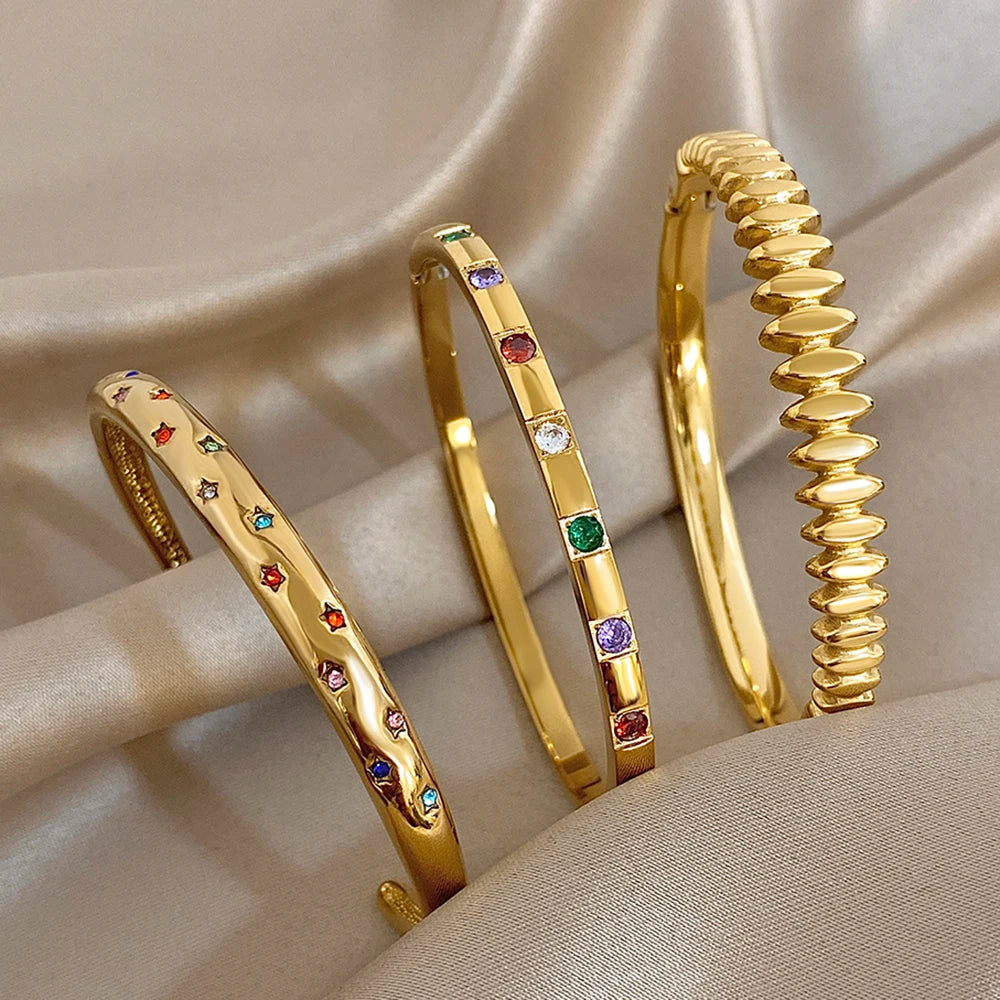 Gold Plated Rhinestone Cuff Bracelet