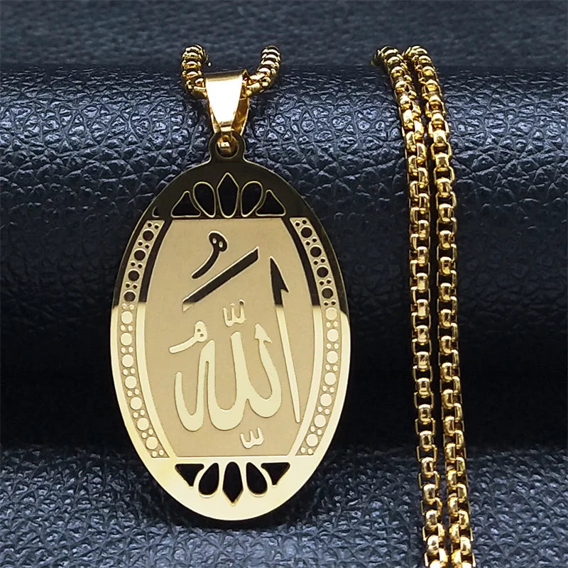 Islamic Allah Stainless Steel Gold Necklace