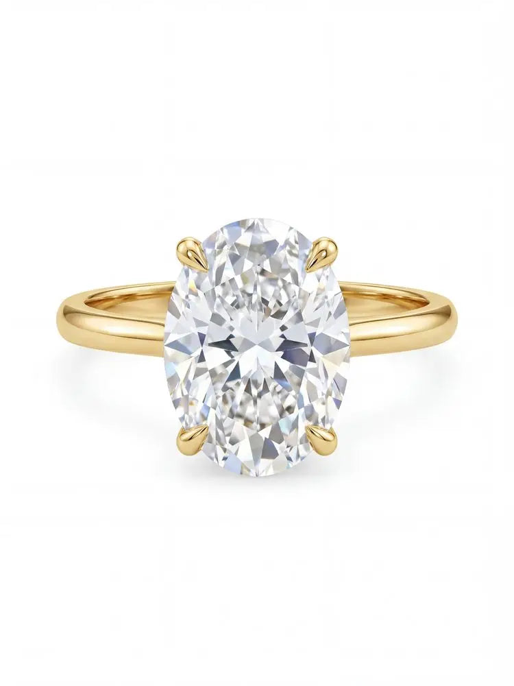 925 Sterling Silver Oval Zircon Engagement Ring