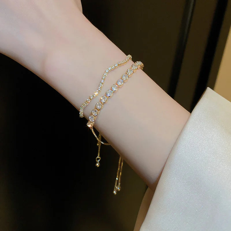 Adjustable Rhinestone Wave Bracelet for Women