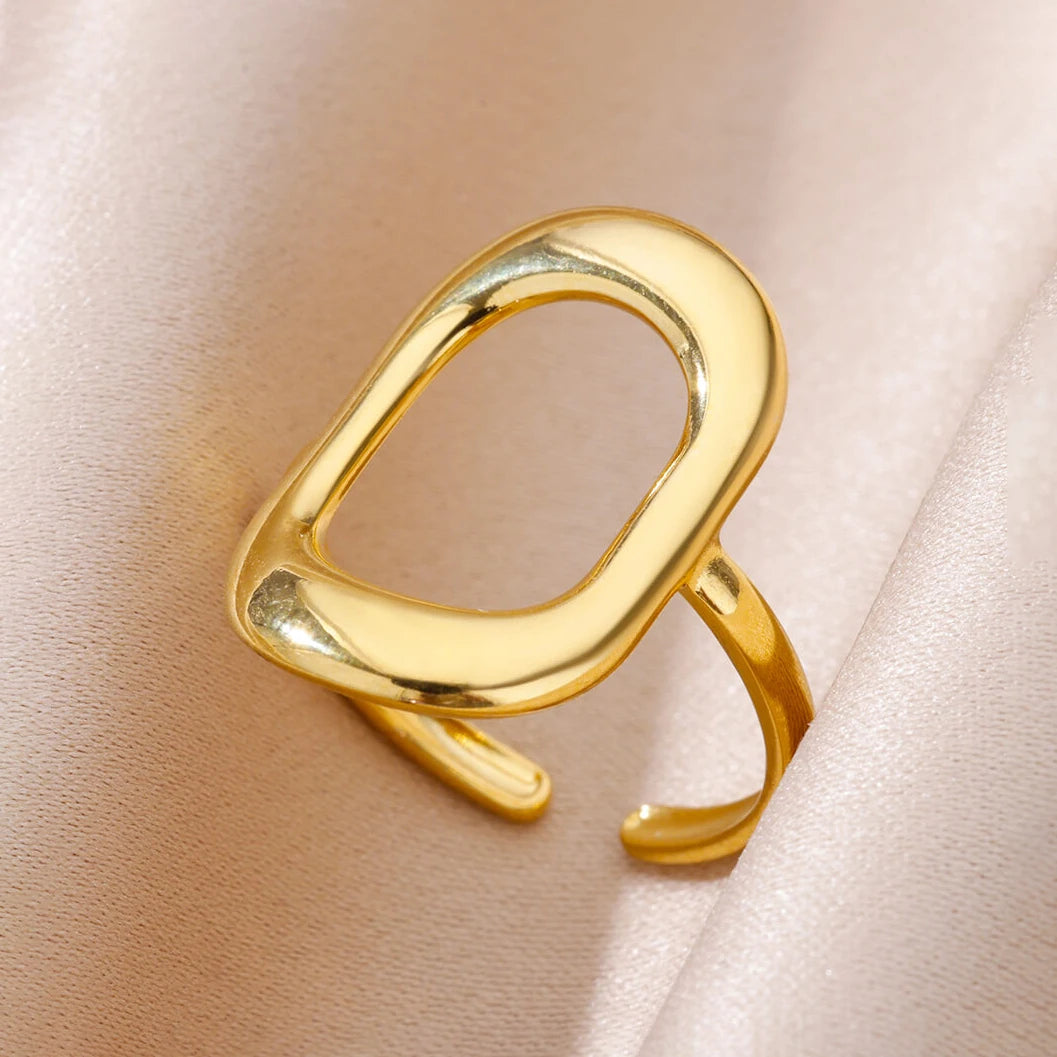 Gold Geometric 316L Stainless Steel Ring