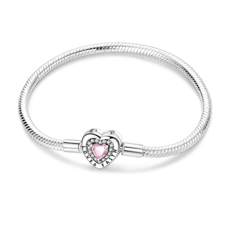 925 Sterling Silver Love Heart & Butterfly Charm Bracelet – 17-20cm