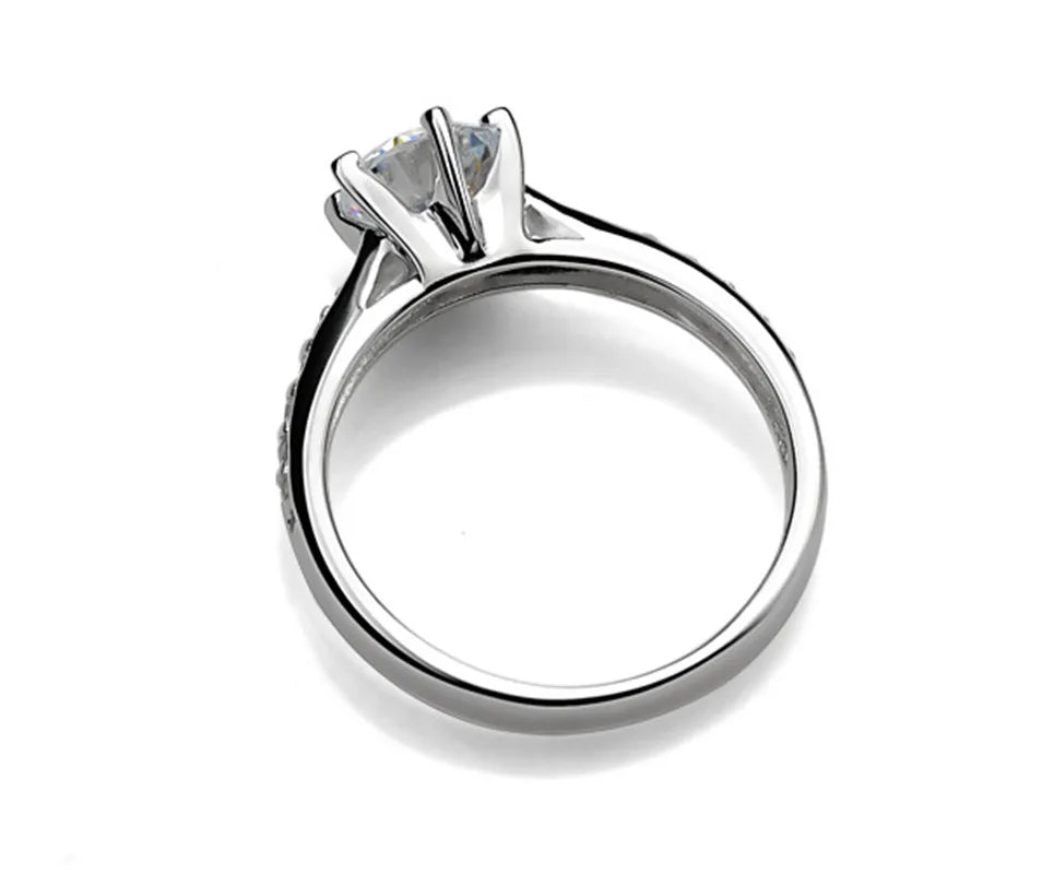 Classic 925 Sterling Silver Six-Prong Ring