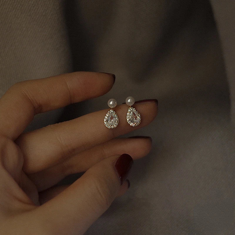 14K Gold-Plated 925 Sterling Silver Pearl Stud Earrings