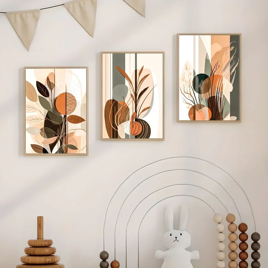 3-Piece Abstract Geometric Canvas Prints