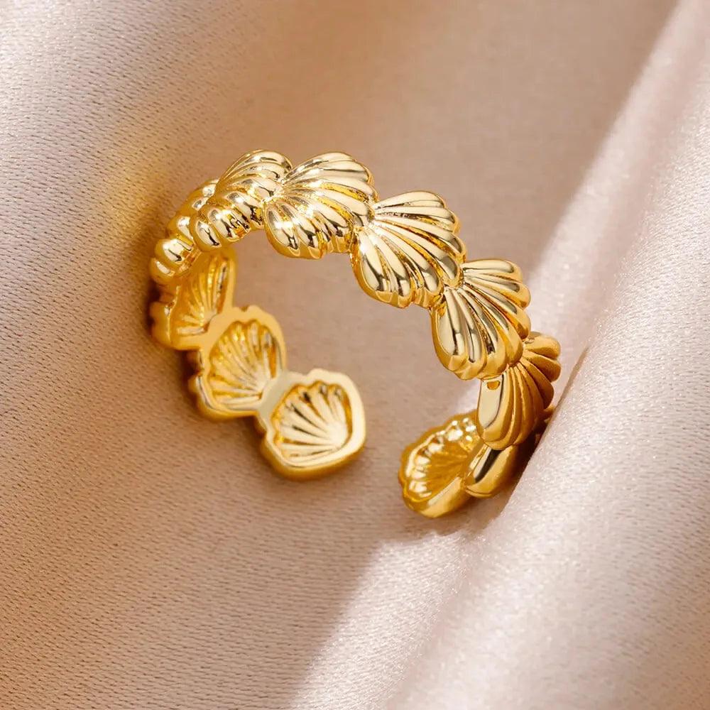 Gold 316L Stainless Steel Star Adjustable Ring