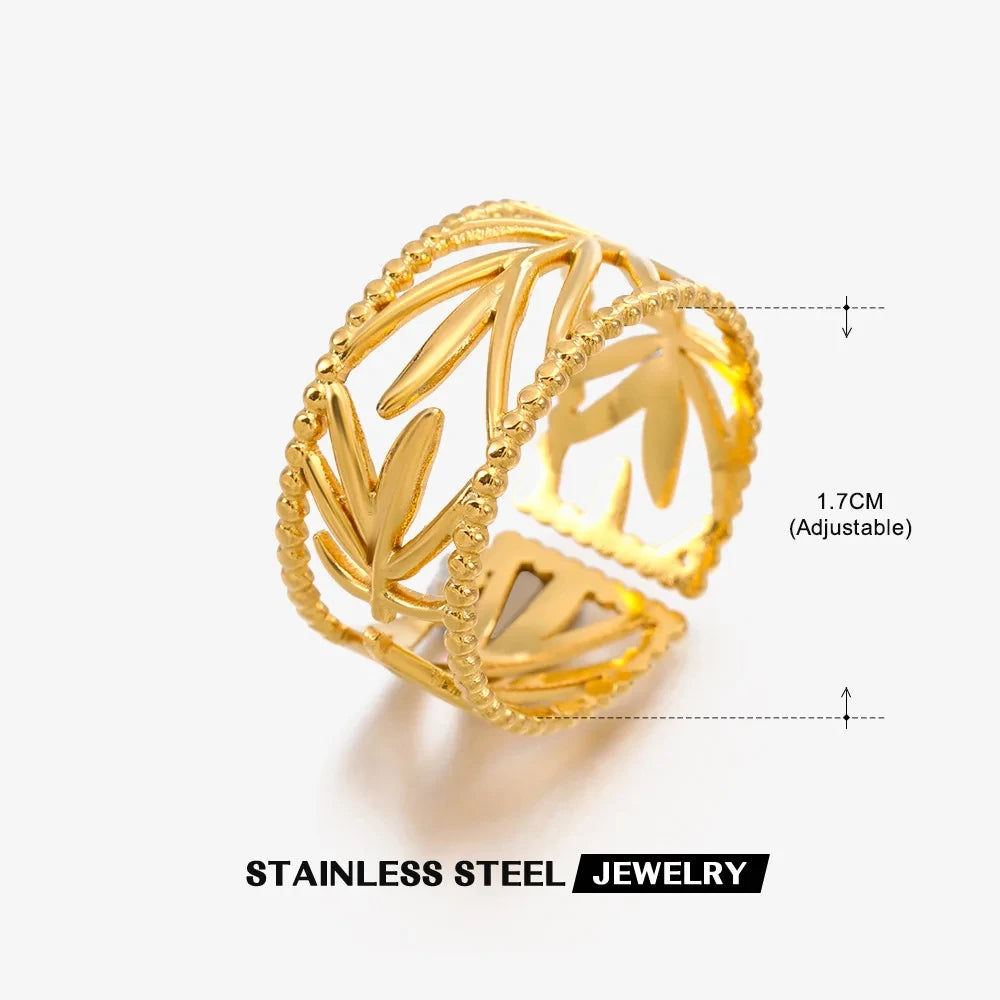 Gold 316L Stainless Steel Star Adjustable Ring