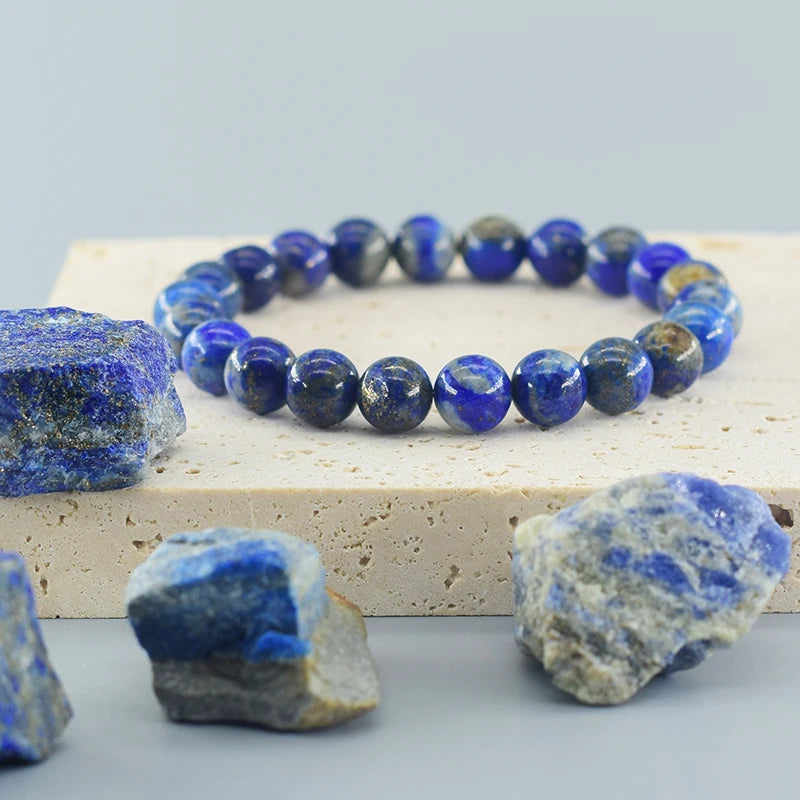 Natural Lapis Lazuli Bead Bracelet – Elegant Design for Men & Women