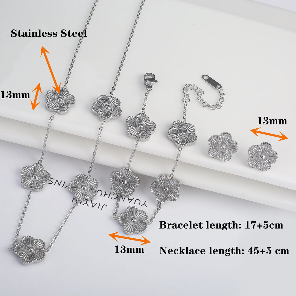 Clover Flower Adjustable Stainless Steel Bracelet