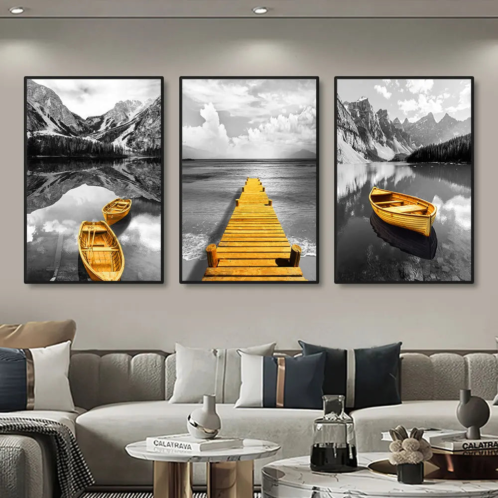 3-Piece Lake Landscape Canvas Wall Art