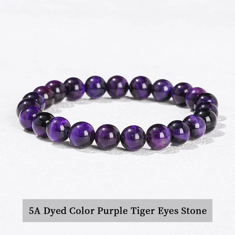Natural Stone Bead Bracelet – Amethyst, Tiger Eye & Crystal Design for Men & Women