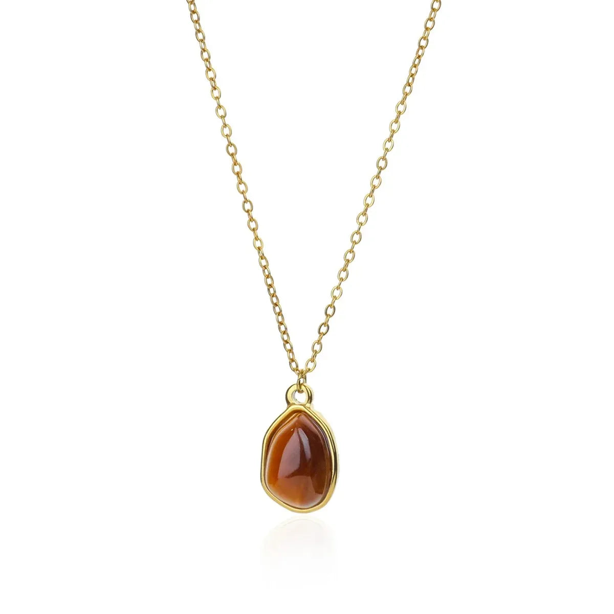 Gold Opal Oval Pendant Necklace for Women