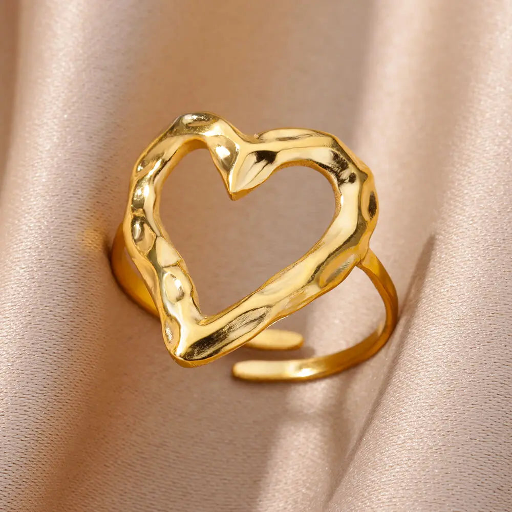 Gold 316L Stainless Steel Star Adjustable Ring