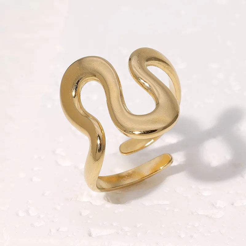 18K Gold Plated Stainless Steel Open Ring