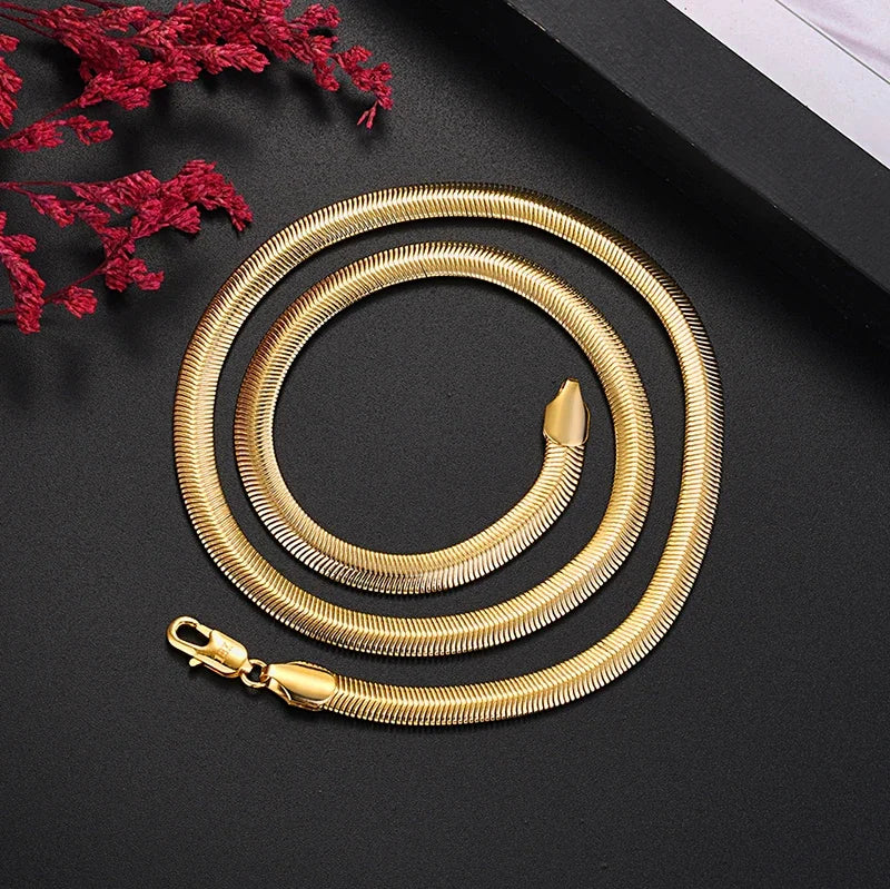 Gold Plated 925 Silver 6mm Snake Bone Chain Necklace
