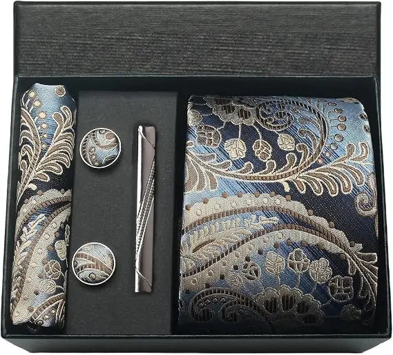 Luxury Silk Paisley Men’s Tie Gift Set