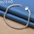 18K Gold-Finished 925 Sterling Silver 4 mm Box Chain Bracelet