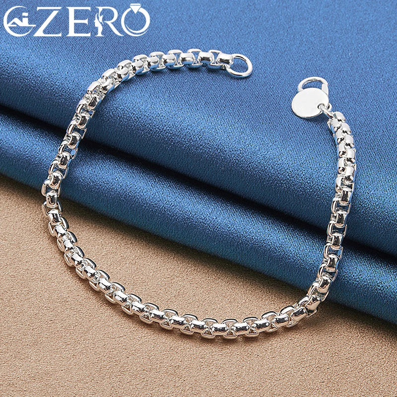 18K Gold-Finished 925 Sterling Silver 4 mm Box Chain Bracelet