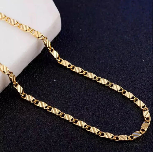 18K Gold 2MM Side Chain Necklace 16–30