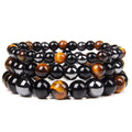 Natural Black Obsidian, Hematite & Tiger Eye Bead Bracelet for Men