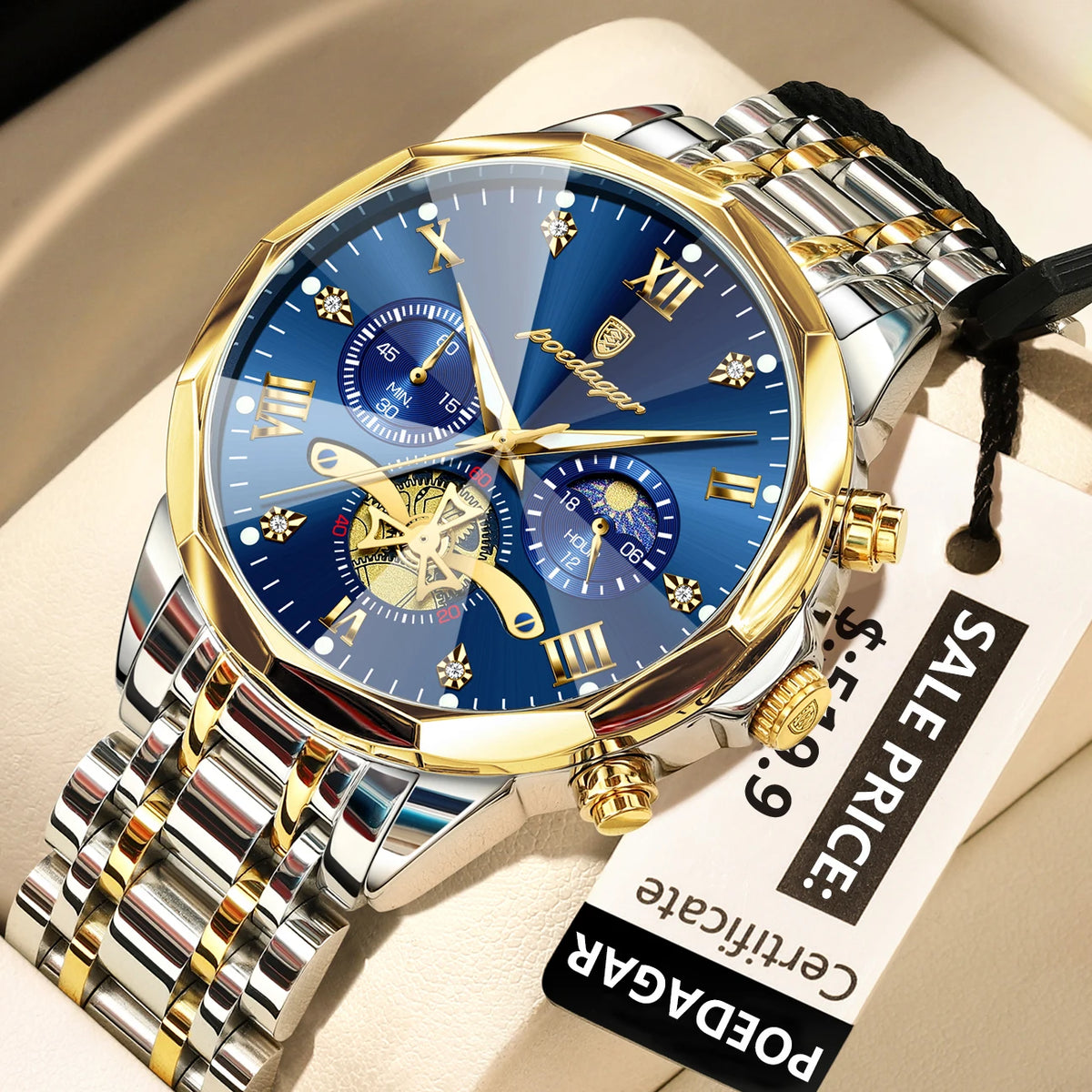 POEDAGAR Luxury Men’s Waterproof Chronograph Watch