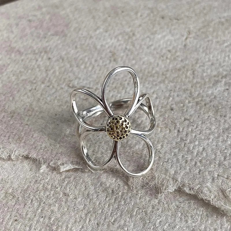 925 Sterling Silver Retro Flower Ring
