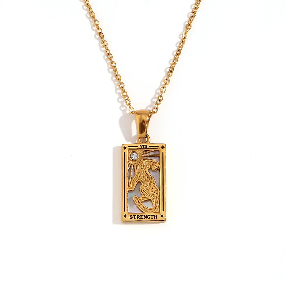 Tarot Queen & Moon 18K Gold Necklace