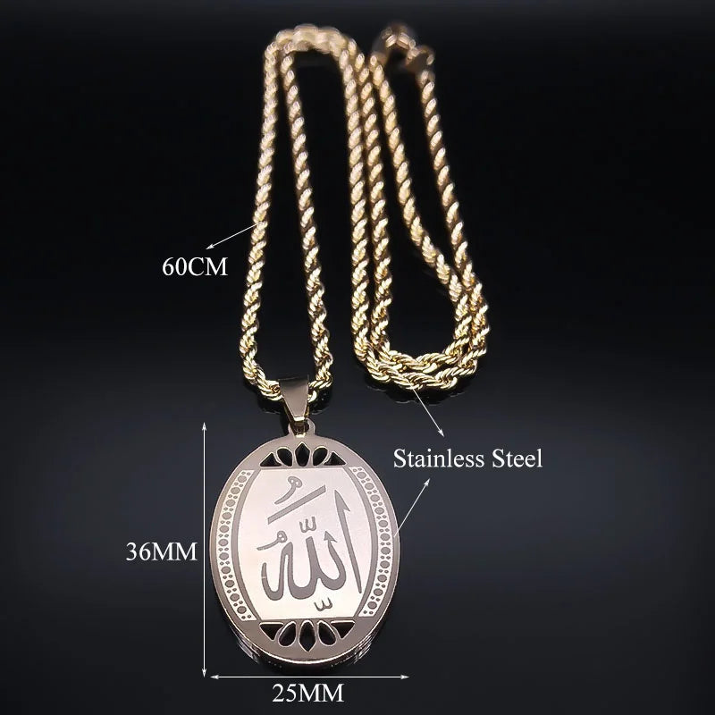 Islamic Allah Stainless Steel Gold Necklace