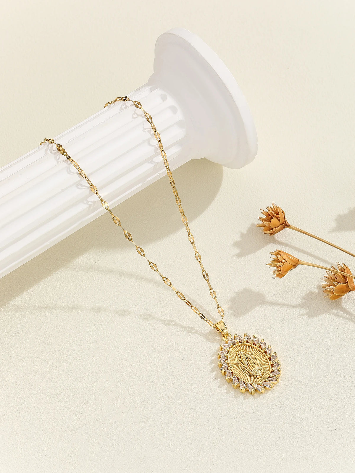 Gold Plated Multicolor CZ Pendant Necklace