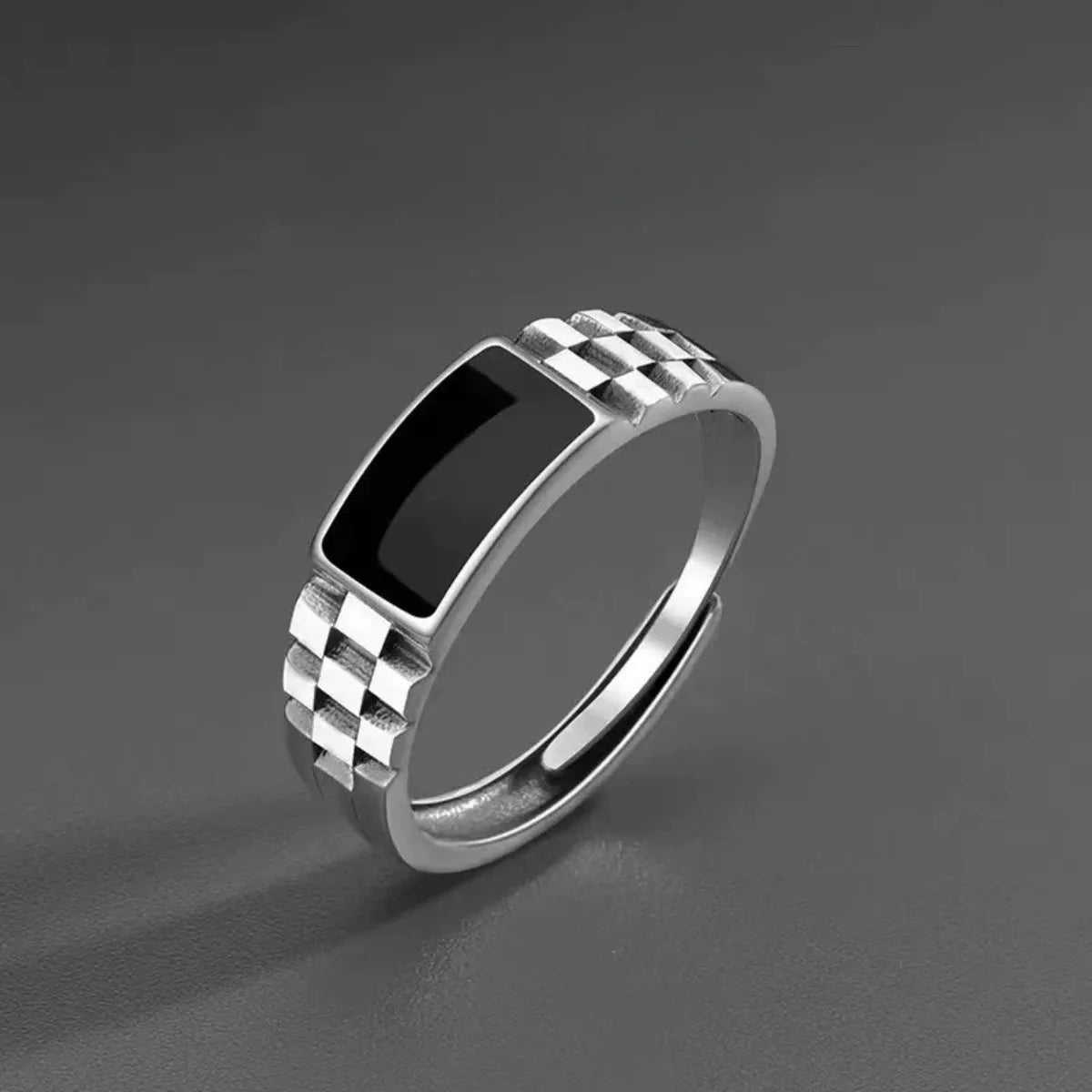 Vintage Onyx Style Stainless Steel Men’s Ring