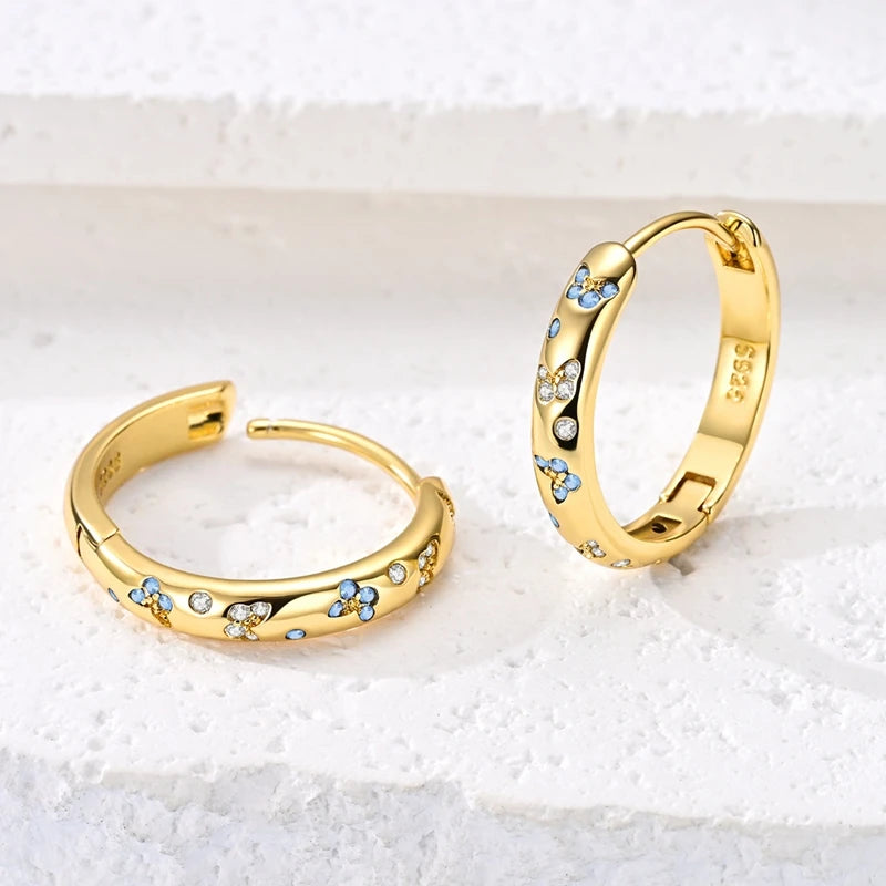 Gold Plated 925 Silver Butterfly Hoop Earrings