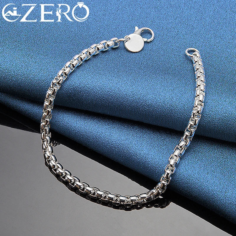18K Gold-Finished 925 Sterling Silver 4 mm Box Chain Bracelet
