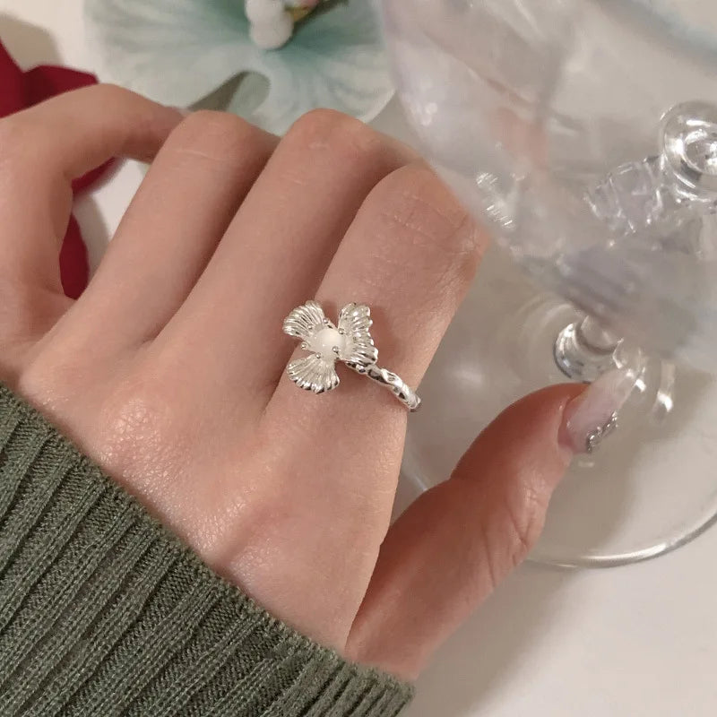Sterling Silver Hollow Love Heart Ring for Women