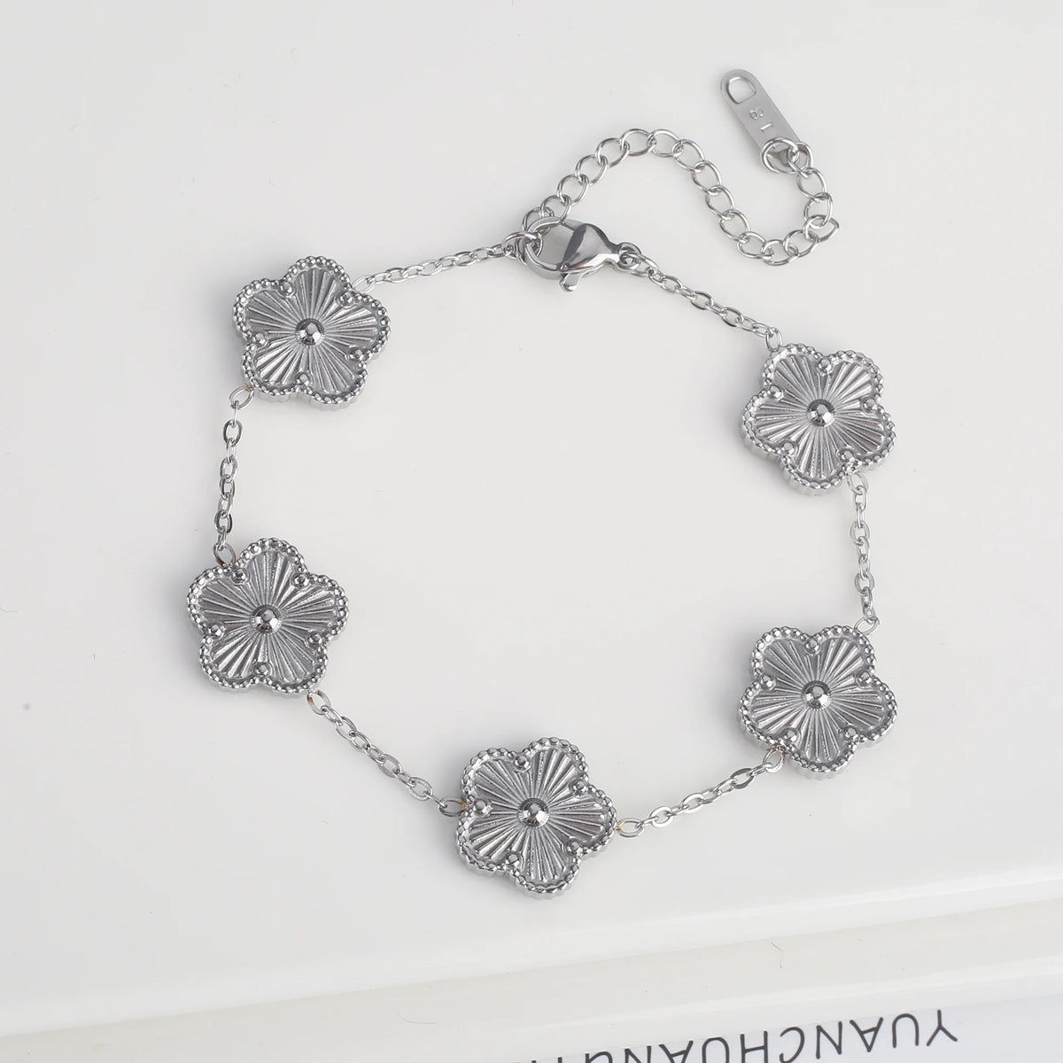 Clover Flower Adjustable Stainless Steel Bracelet
