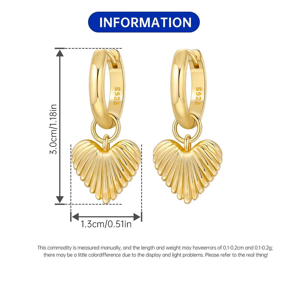 925 Sterling Silver 18K Gold-Finished Hoop Earrings