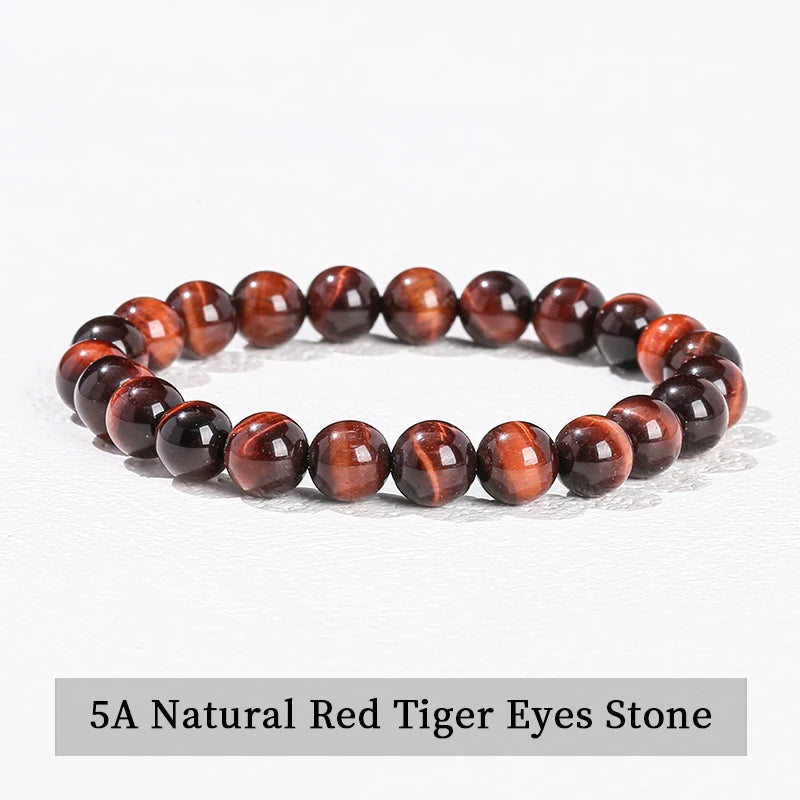 Natural Stone Bead Bracelet – Amethyst, Tiger Eye & Crystal Design for Men & Women