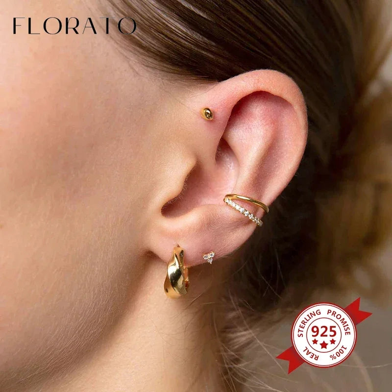 24K Gold-Plated Zircon Ear Clips