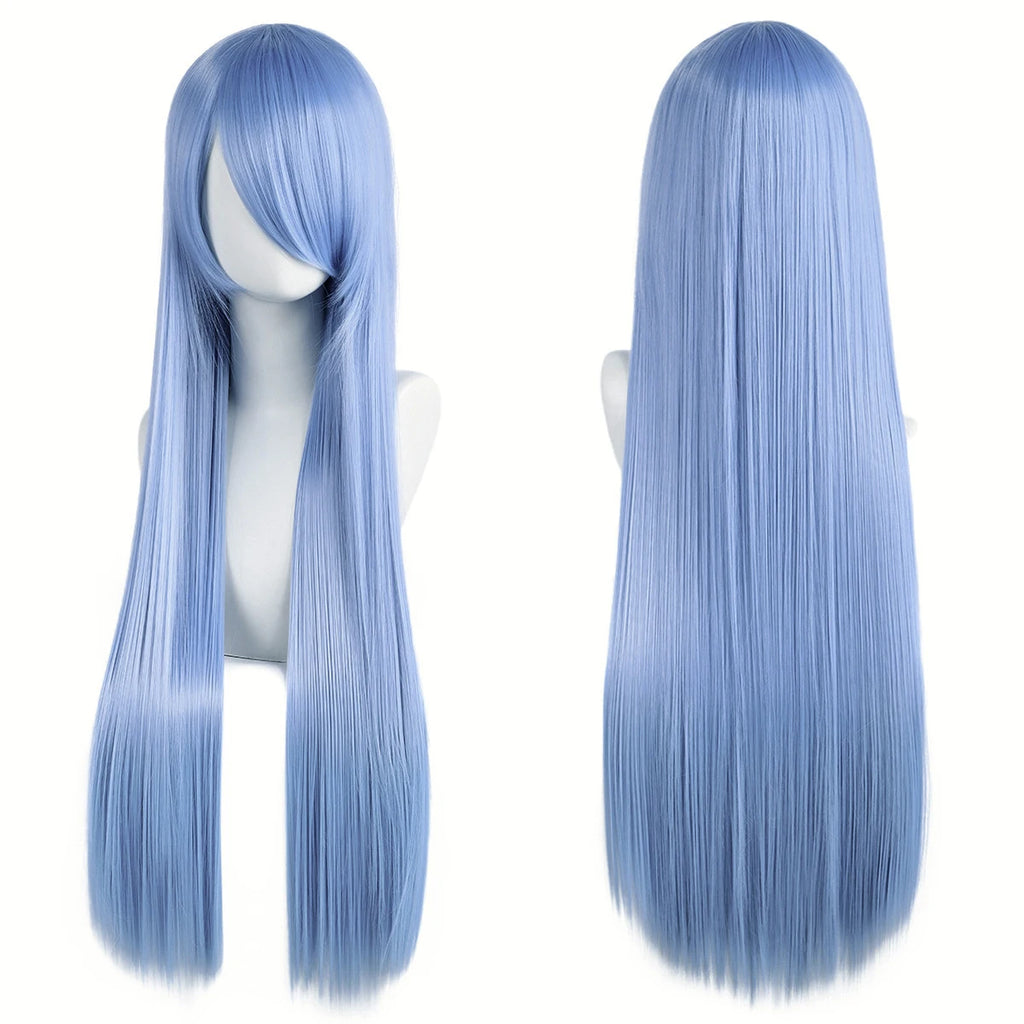Long Straight Wig with Bangs, 80 cm
