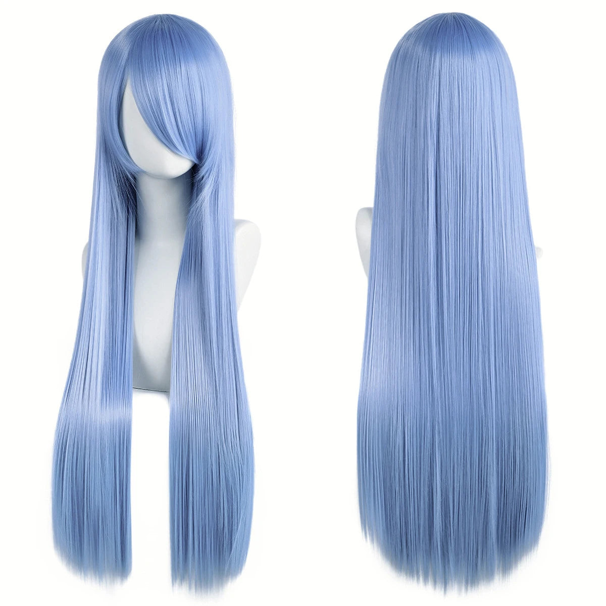 Long Straight Wig with Bangs, 80 cm