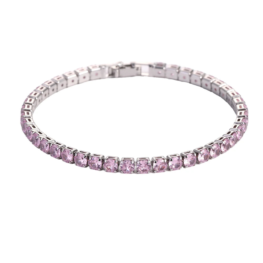 4mm Cubic Zirconia Tennis Bracelet – Elegant Gold & Silver Design