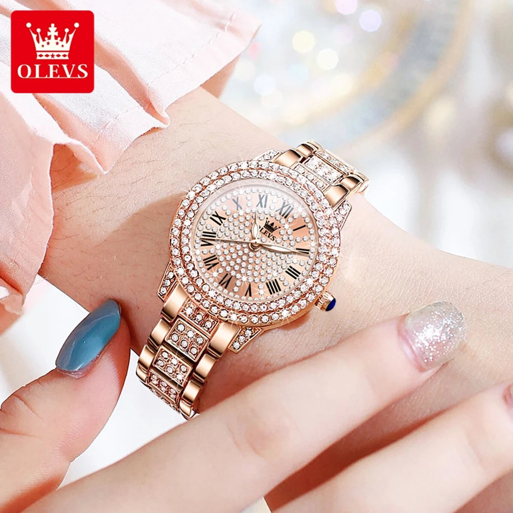 OLEVS 9943 Rose Gold Diamond Ladies Watch