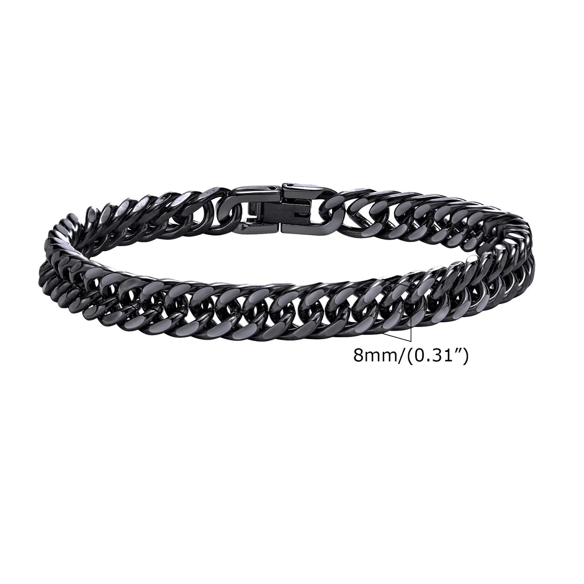 Vnox 8mm/12mm Bold Heavy Stainless Steel Cuban Bracelets for Men, Oxidized Metal Wristband, Punk Rock Chain Bracelet Jewelry
